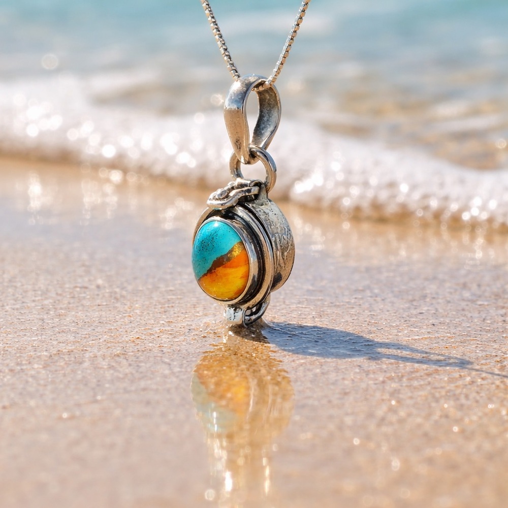 SOLD Spiny Oyster, Turquoise Poison Necklace - Picture 1 of 14